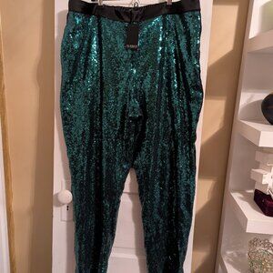 NwT Emerald Sequined Eloquii Pant with Tapered Leg - 18